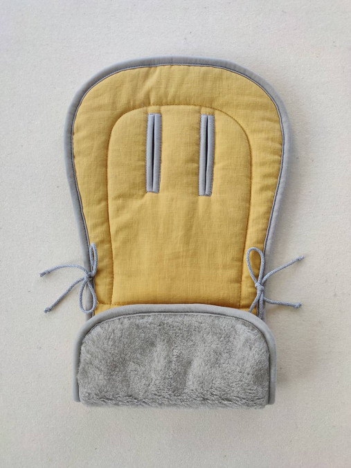 Detský textil - Vlnienka Podložka do kočíka Joie Litetrax 100% merino top super wash GREY 100% ľan Yellow - 14518306_