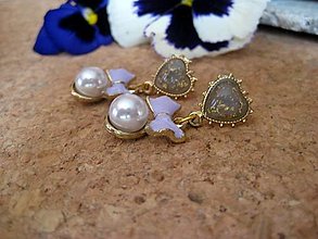 Náušnice - Elegantné náušničky perly s mašličkami, č. (fialové č. 3536) - 14518505_