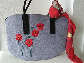 Kabelky - Poppies (taška, bag, kabela, chopper s ručnou výšivkou) - 14521458_