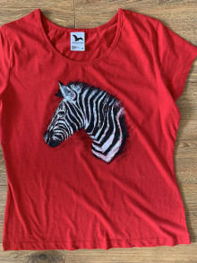 Topy, tričká, tielka - Maľované tričko Zebra - 14521043_