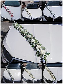 Iné doplnky - Kvetinová šerpa na svadobné auto - 14520463_