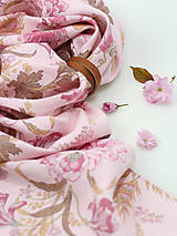 Šatky - Exkluzívna dámska ružová ľanová kvetinová šatka "Jolie" - 14521606_
