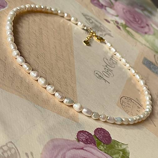  - Mini Freshwater Pearls Necklace / Náhrdelník z drobných oválnych sladkovodných perál - 14523739_
