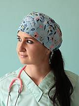 Čiapky, čelenky, klobúky - Dizajnová operačná / chirurgická čiapka život na lúke modrá - 14525227_