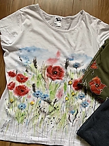 Topy, tričká, tielka - Maľované tričko Meadow Flowers - 14523661_