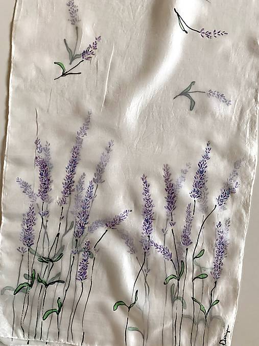 Maľovaný hodvábny šál Lavender