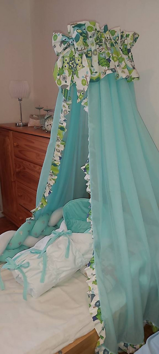 Detský textil - Mentolový baldachýn - 14525747_