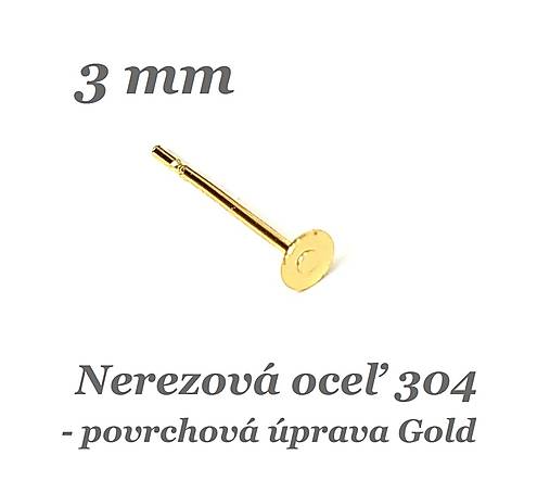 Komponenty - Puzeta s plôškou 3mm /zlatá farba/ /M2194/ - nerez.oceľ 304 - 14523766_