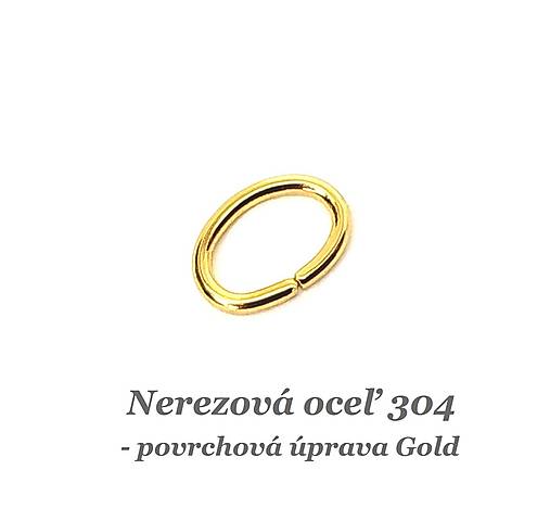 Komponenty - Spoj. oválik /zlatá farba/ /M9046/ - nerez. oceľ 304 - 14523968_