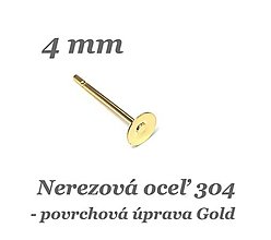 Komponenty - Puzeta s plôškou 4mm /zlatá farba/ /M2193/ - nerez.oceľ 304 - 14523777_