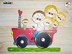 Tabuľky - Menovka - rodinka na traktore - 14525610_