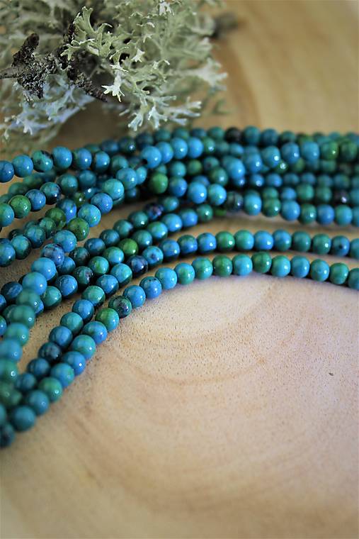 Minerály - "chryzokol" korálky 4mm - celá šnúra - 14525787_