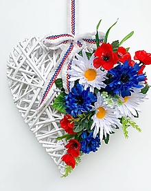 Dekorácie - Ratanové srdce-lúčne kvety - 14525384_