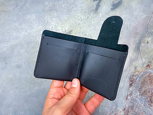 Kožená mini peňaženka na karty Theia (Čierna)