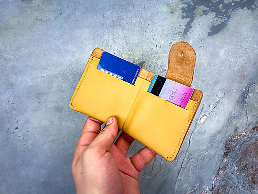 Kožená mini peňaženka na karty Theia (Marygold žltá)