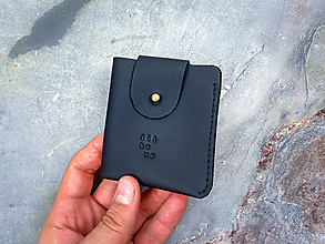 Peňaženky - Kožená mini peňaženka na karty Theia (Čierna) - 14525936_