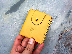 Peňaženky - Kožená mini peňaženka na karty Theia (Marygold žltá) - 14525952_