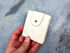 Peňaženky - Kožená mini peňaženka na karty Theia (Biela) - 14525973_