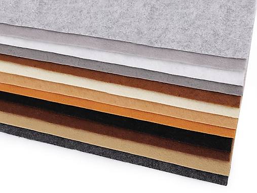  - Filc hr. 1,1 mm 20x30 mm - 12 ks (Hnedo-sivé odtiene) - 14524169_