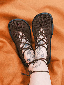 Ponožky, pančuchy, obuv - Háčkované barfoot sandále Zaježky - 14527408_