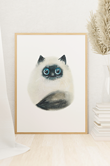 Grafika - Plagát| Fluffy cat|Čiernobiela mačka - 14527473_