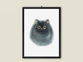 Grafika - Plagát| Fluffy cat| Čierna mačka - 14527582_