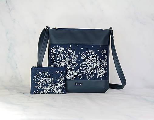 Modrotlačová kabelka s taštičkou Dara XL modrá AM