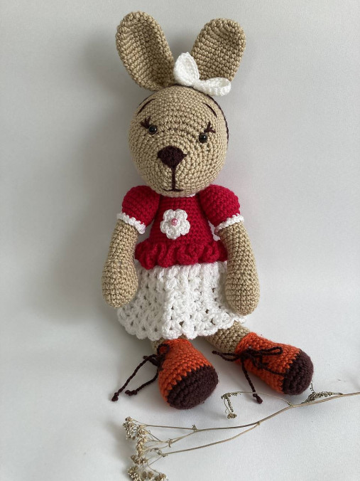 Hračky - Zajac/zajka/zaja hačkovaná hračka - 14527518_