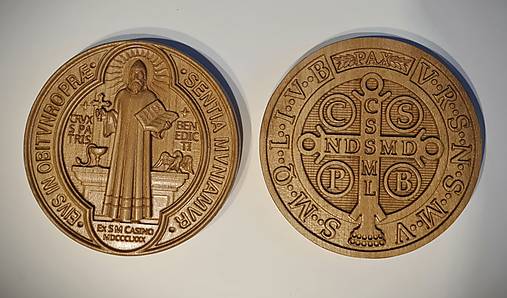 Drevorezba Medailón sv. Benedikta