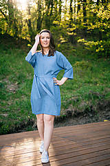 Šaty - Letné džínsové šaty s opaskom, modré - 14529828_