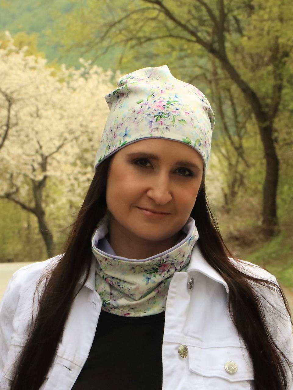 Campanula úpletová čiapka, nákrčník alebo set