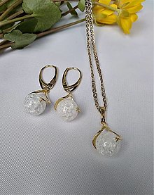 Sady šperkov - Prívesok a náušnice krištáľ v pozlátenom striebre Ag925/1000 - 14530426_