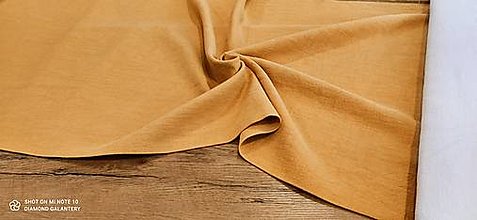 Textil - Ľanovina - Prepravná - Cena za 10 centimetrov (Horčicová) - 14532998_
