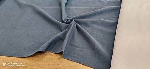 Textil - Ľanovina - Prepravná - Cena za 10 centimetrov (Sivo modrá) - 14533000_