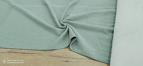 Textil - Ľanovina - Prepravná - Cena za 10 centimetrov (Šedozelená) - 14533011_