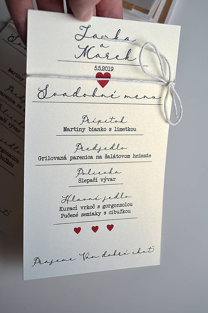 Svadobné oznámenie Transparent neutral (Svadobné menu (cca. 180 mm X 100 mm))