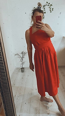 Šaty - Červené Ľanové šaty ,, Marilyn,, - 14533807_