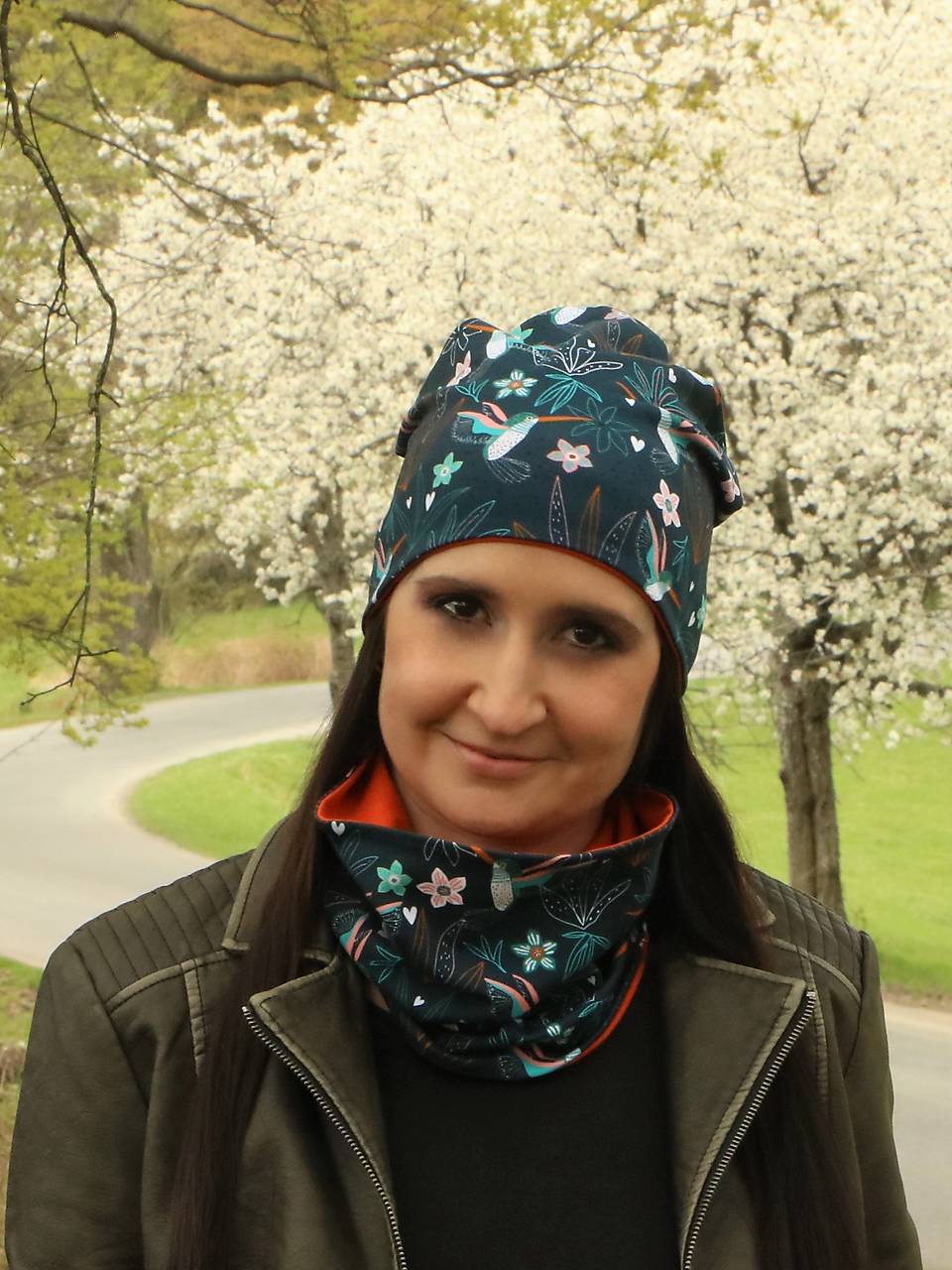 Kolibrík úpletová čiapka, nákrčník alebo set