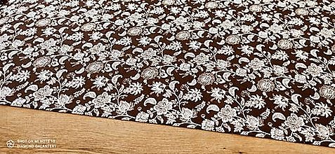 Textil - Bavlnená látka - Kvety - cena za 10 centimetrov (Hnedá) - 14535319_