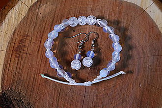 Sady šperkov - Shamballa náramok s naušnicami - opalit s ľadovým krištáľom - 14537566_