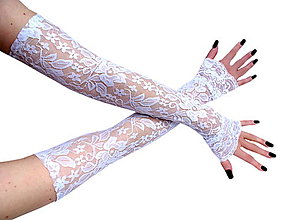 Rukavice - Svadobné čipkové bielé rukavičky, elastické rukavičky  16PL1 - 14539678_
