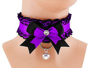 Náhrdelníky - Kittenplay collar, obojok čipkový saténový lolita, kawaii, gothic pastel, kitten play obojok, bdsm obojok - 14540037_