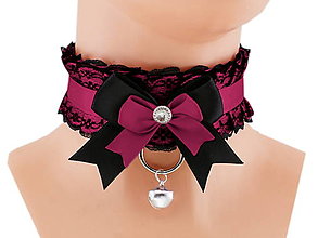 Náhrdelníky - Kittenplay collar, obojok čipkový saténový lolita, kawaii, gothic pastel, kitten play obojok, bdsm obojok - 14540044_