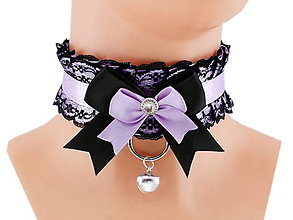 Náhrdelníky - Kittenplay collar, obojok čipkový saténový lolita, kawaii, gothic pastel, kitten play obojok, bdsm obojok - 14540067_