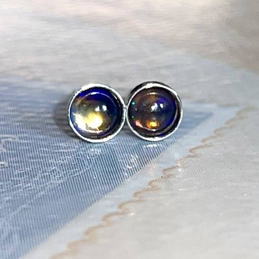 Natural Black Opal Ag925 Earrings / Strieborné napichovačky s čiernym opálom