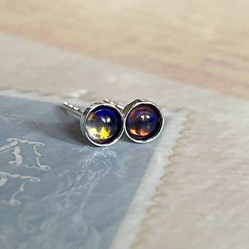 Natural Black Opal Ag925 Earrings / Strieborné napichovačky s čiernym opálom