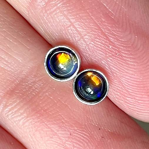 Natural Black Opal Ag925 Earrings / Strieborné napichovačky s čiernym opálom