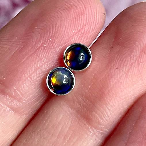 Natural Black Opal Ag925 Earrings / Strieborné napichovačky s čiernym opálom