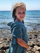 Úžitkový textil - Detské plážové pončo (Zelené 11-13 rokov) - 14538292_
