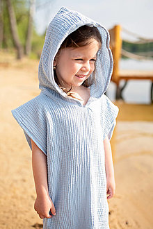 Úžitkový textil - Detské plážové pončo (Belasé 5-7 rokov) - 14538248_